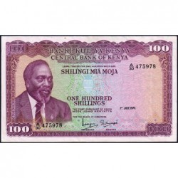 Kenya - Pick 10c - 100 shillings - Série A/30 - 01/07/1972 - Etat : TTB+