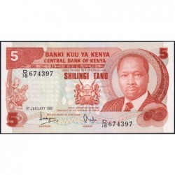 Kenya - Pick 19a - 5 shillings - Série D/18 - 01/01/1981 - Etat : NEUF