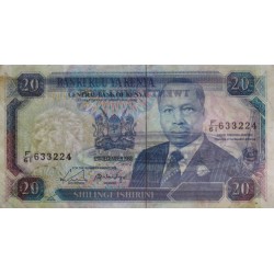 Kenya - Pick 25a - 20 shillings - Série F/61 - 12/12/1988 - Etat : TB