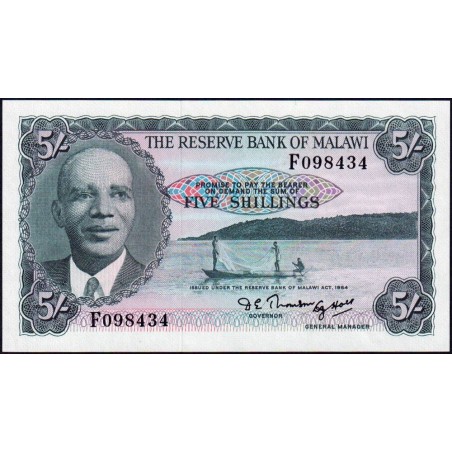 Malawi - Pick 1A - 5 shillings- Série F - 1964 - Etat : pr.NEUF