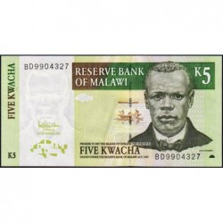 Malawi - Pick 36c - 5 kwacha - Série BD - 01/12/2005 - Etat : NEUF