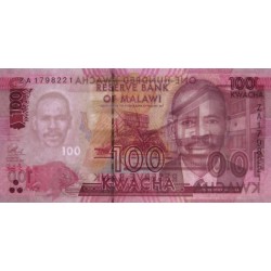 Malawi - Pick 65cr - 100 kwacha - Série ZA (remplacement) - 01/01/2017 - Etat : NEUF