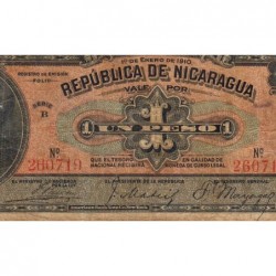 Nicaragua - Pick 44a -  1 peso - Série B - 01/01/1910 - Etat : B+