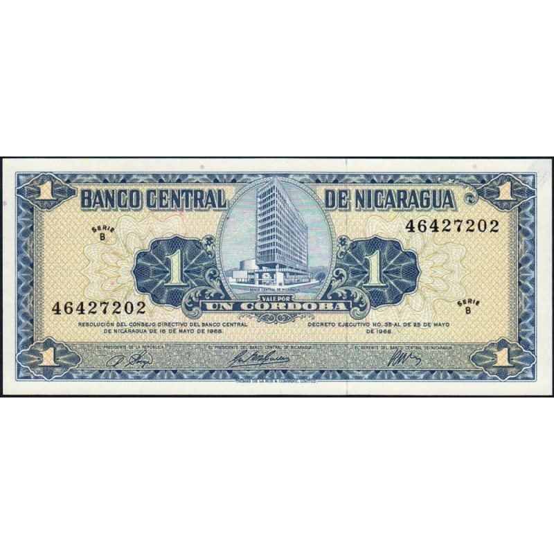 Nicaragua - Pick 115a - 1 córdoba - Série B - 25/05/1968 - Etat : NEUF