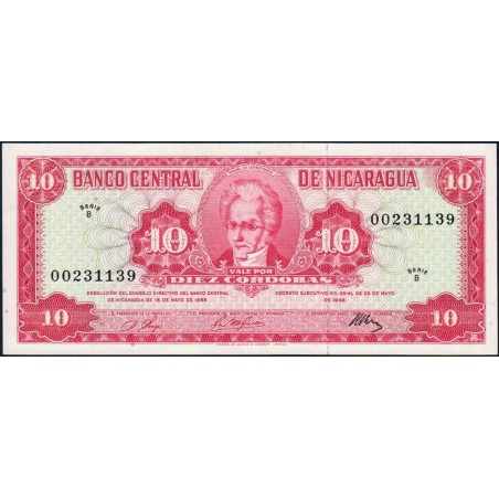 Nicaragua - Pick 117a - 10 córdobas - Série B - 25/05/1968 - Etat : pr.NEUF