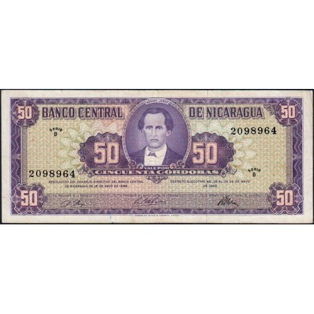 Nicaragua - Pick 119a - 50 córdobas - Série B - 25/05/1968 - Etat : TTB+