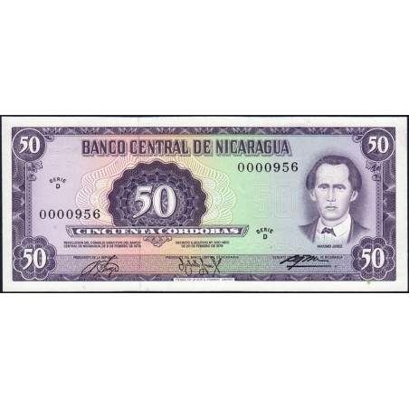 Nicaragua - Pick 130a_1 -  50 córdobas - Série D - 20/02/1978 - Petit numéro - Etat : NEUF