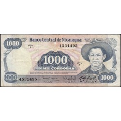 Nicaragua - Pick 143 -  1'000 córdobas - Série F - 06/08/1984 - Etat : TTB-