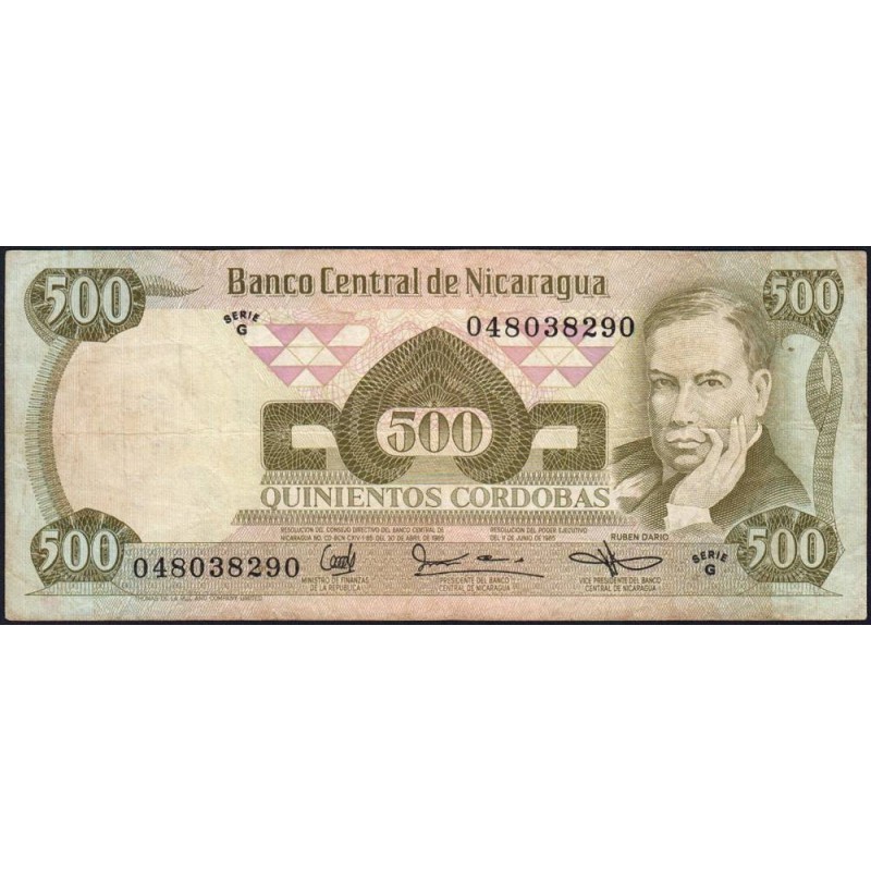 Nicaragua - Pick 144 -  500 córdobas - Série G - 11/06/1985 - Etat : TB+