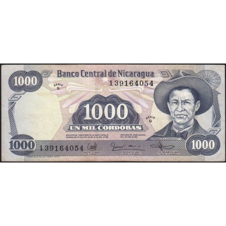 Nicaragua - Pick 145b -  1'000 córdobas - Série G - 11/06/1985 - Etat : TTB