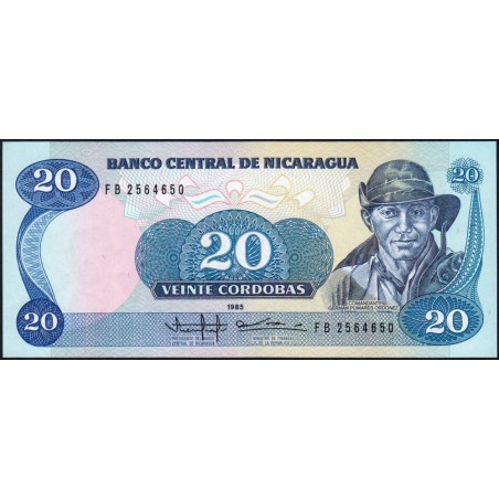 Nicaragua - Pick 152a -  20 córdobas - Série FB - 1985 - Etat : NEUF