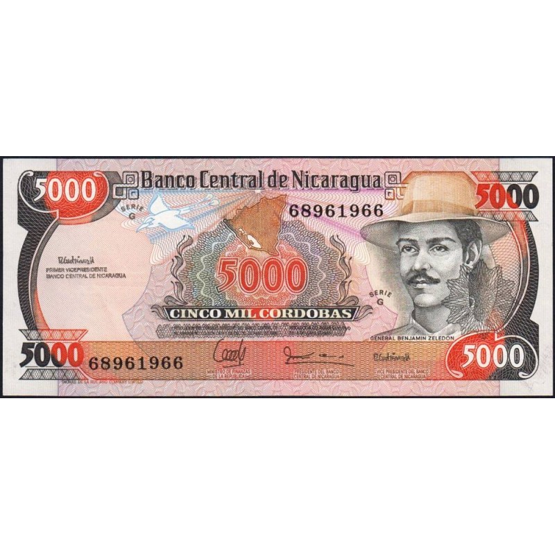 Nicaragua - Pick 157 - 5'000 córdobas - Série G - 1985 - Etat : SPL