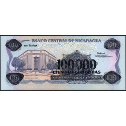 Nicaragua - Pick 159a - 100'000 córdobas - Série FD - 1985 (1989) - Etat : NEUF