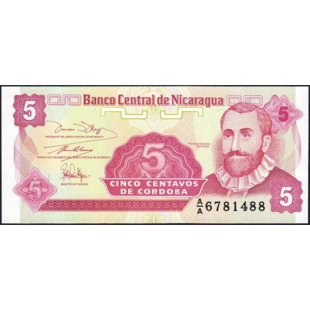 Nicaragua - Pick 168a_1 - 5 centavos de córdoba - Série A/A - 1990 - Etat : NEUF