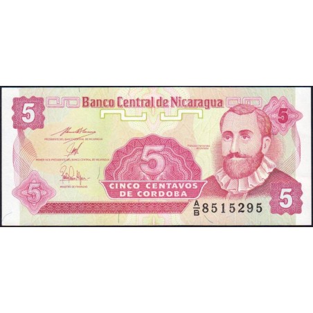 Nicaragua - Pick 168a_2- 5 centavos de córdoba - Série A/B - 1991 - Etat : NEUF