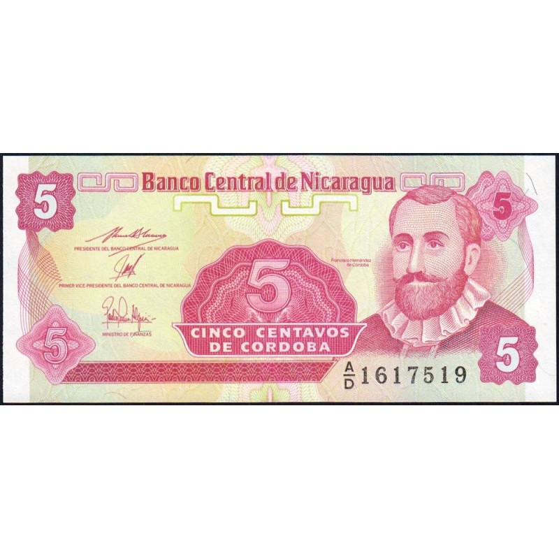 Nicaragua - Pick 168a_2 - 5 centavos de córdoba - Série A/D - 1991 - Etat : NEUF