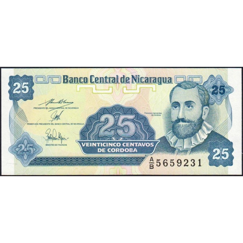 Nicaragua - Pick 170a_2- 25 centavos de córdoba - Série A/B- 1991 - Etat : NEUF