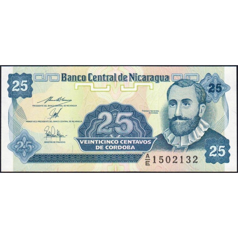 Nicaragua - Pick 170a_2- 25 centavos de córdoba - Série A/E- 1991 - Etat : NEUF