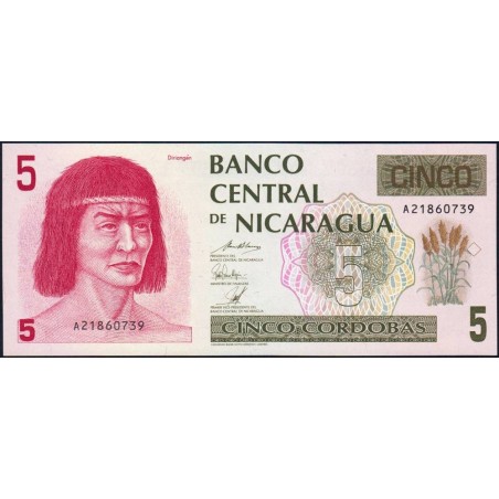 Nicaragua - Pick 174_2 - 5 córdobas - Série A - 1991 - Etat : NEUF
