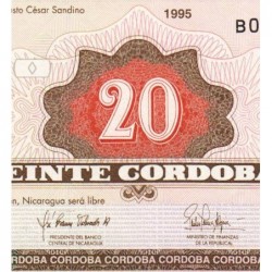 Nicaragua - Pick 182 - 20 córdobas - Série B - 1995 - Etat : NEUF