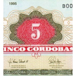 Nicaragua - Pick 180 - 5 córdobas - Série B - 1995 - Etat : NEUF