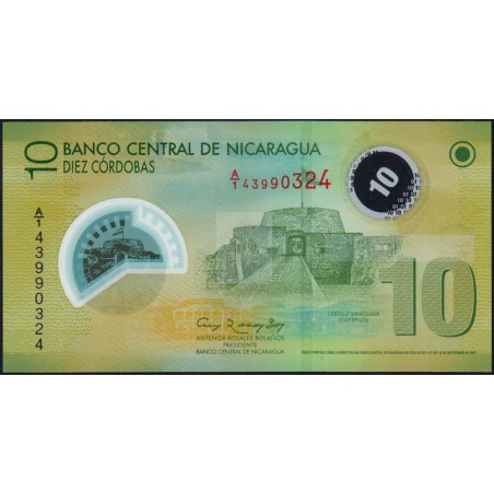 Nicaragua - Pick 201b - 10 córdobas - Série A/1 - 12/09/2007 (2012) - Polymère - Etat : NEUF
