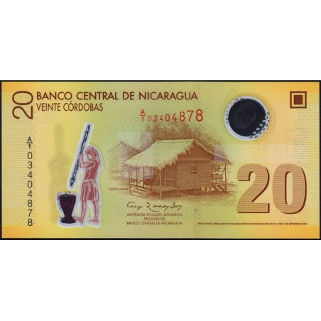 Nicaragua - Pick 202a - 20 córdobas - Série A/1 - 12/09/2007 (2009) - Polymère - Etat : NEUF