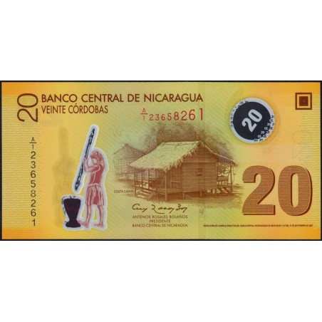 Nicaragua - Pick 202b - 20 córdobas - Série A/1 - 12/09/2007 (2012) - Polymère - Etat : NEUF