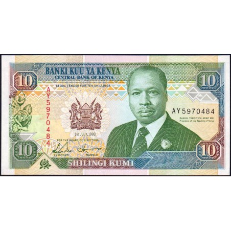 Kenya - Pick 24e - 10 shillings - Série AY - 01/07/1993 - Etat : NEUF