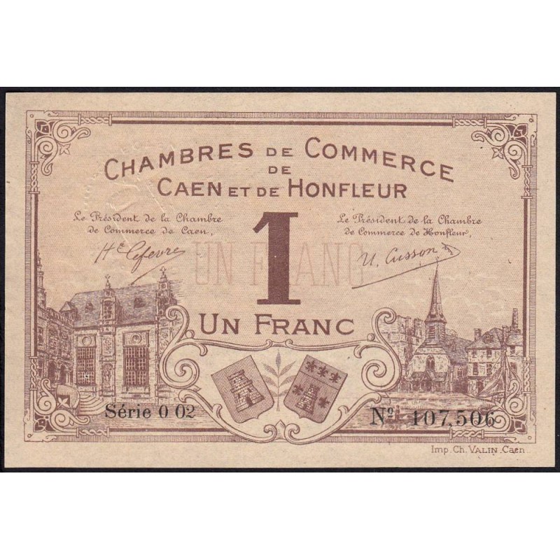 Caen & Honfleur - Pirot 34-8a - 1 franc - Série 002 - 1915 - Etat : SUP