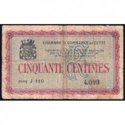 Cette (Sète) - Pirot 41-1 - 50 centimes - Série J 110 - 11/08/1915 - Etat : B