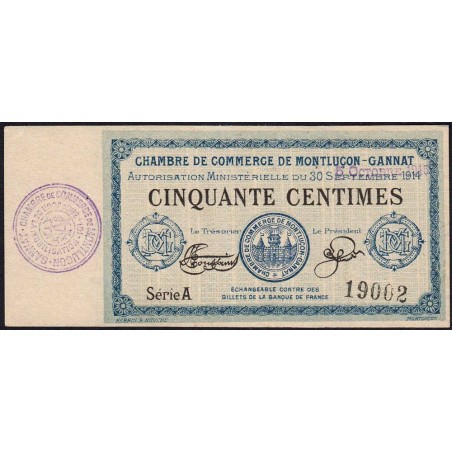 Montluçon-Gannat - Pirot 84-10 - 50 centimes - Série A - 1914 - Etat : SUP