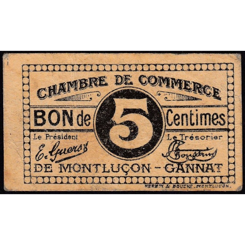 Montluçon-Gannat - Pirot 84-72a - 5 centimes - Etat : TB+