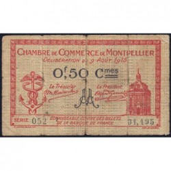 Montpellier - Pirot 85-6 - 50 centimes - Série 052 - 09/08/1915 - Etat : B