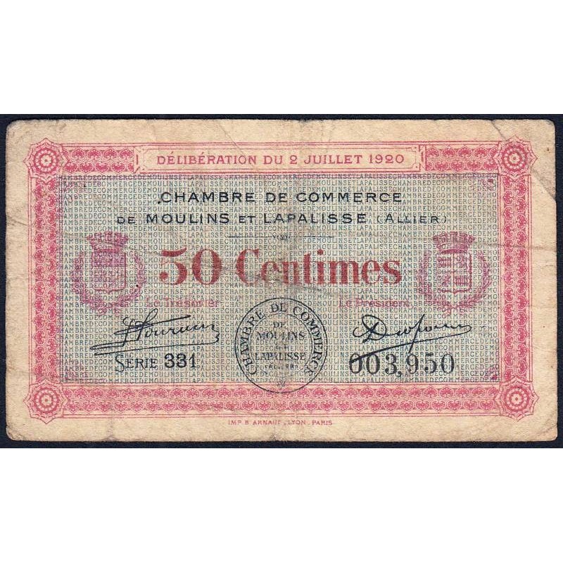 Moulins et Lapalisse - Pirot 86-18 - 50 centimes - Série 331 - 02/07/1920 - Etat : B