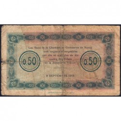 Nancy - Pirot 87-1 - 50 centimes - Série O - 09/09/1915 - Etat : B