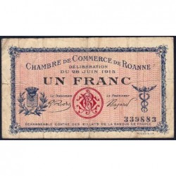 Roanne - Pirot 106-2a - 1 franc - Sans série - 28/06/1915 - Etat : B