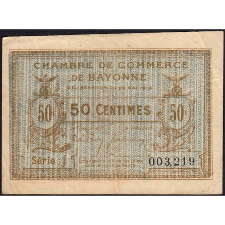 Bayonne - Pirot 21-26 - 50 centimes - Série j - 22/05/1916 - Etat : TB