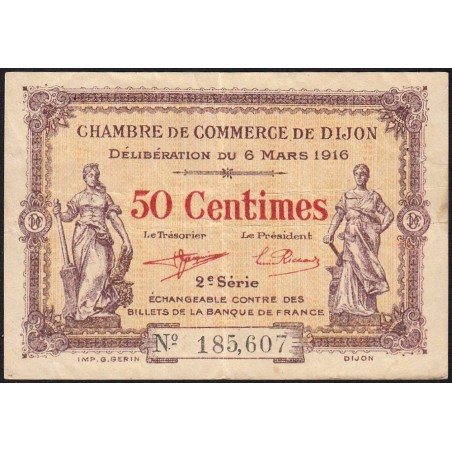 Dijon - Pirot 53-7 - 50 centimes - 2e série - 06/03/1916 - Etat : TTB-