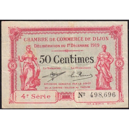 Dijon - Pirot 53-17 - 50 centimes - 4e série - 01/12/1919 - Etat : TTB