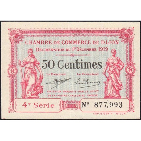 Dijon - Pirot 53-17 - 50 centimes - 4e série - 01/12/1919 - Etat : SUP