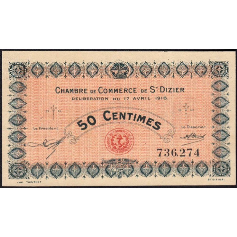 Saint-Dizier - Pirot 113-11 - 50 centimes - 17/04/1916 - Etat : SUP