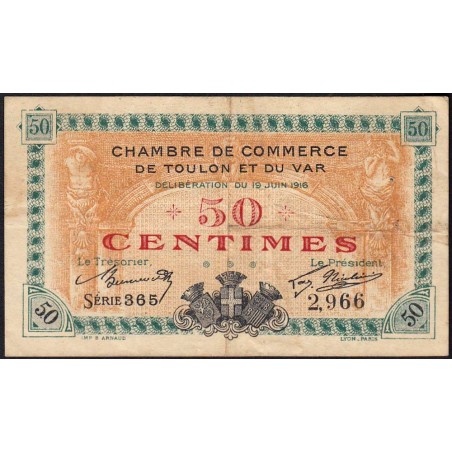 Toulon - Pirot 121-7 - 50 centimes - Série 365 - 19/06/1916 - Etat : TTB-