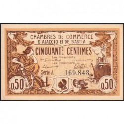 Ajaccio & Bastia - Pirot 3-3 variété - 50 centimes - Série A - 06/08/1915 - Etat : pr.NEUF