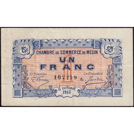 Melun - Pirot 80-3 variété - 1 franc - 15/10/1915 - Etat : TTB+