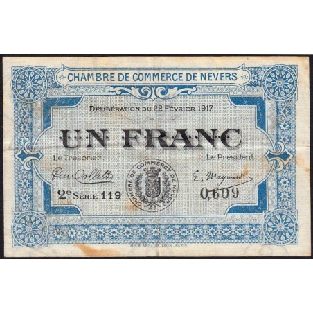 Nevers - Pirot 90-14 - 1 franc - 2e série 119 - 22/02/1917 - Etat : TB+