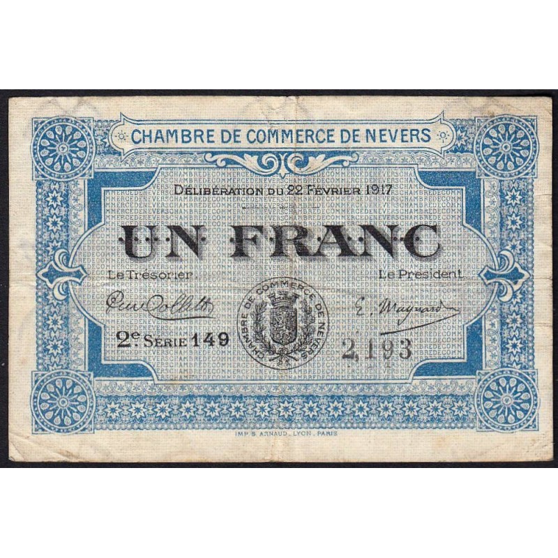 Nevers - Pirot 90-14 - 1 franc - 2e série 149 - 22/02/1917 - Etat : TB+