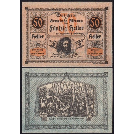 Autriche - Notgeld - Alkoven - 50 heller - Type III b - 1920 - Etat : pr.NEUF