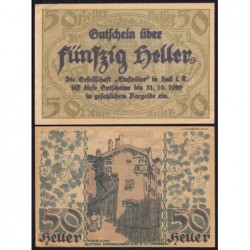 Autriche - Notgeld - Hall-in-Tirol - 50 heller - Type a - 1920 - Etat : SPL+