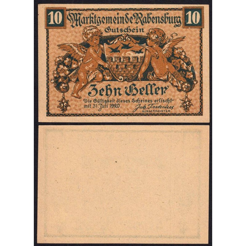 Autriche - Notgeld - Rabensburg - 10 heller - Type I a - 1920 - Etat : NEUF